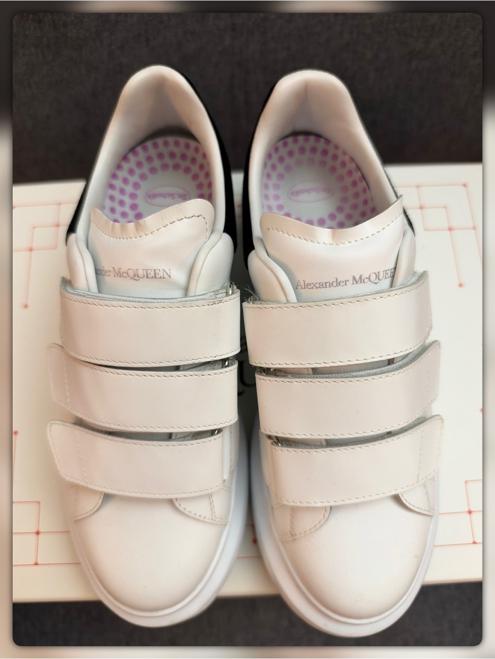 Alexander McQueen White Leather Sneakers with Triple Velcro Straps